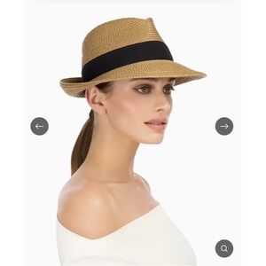 Eric Javits Women's Squishee Classic Fedora Hat Packable Straw Sun Hat~$325